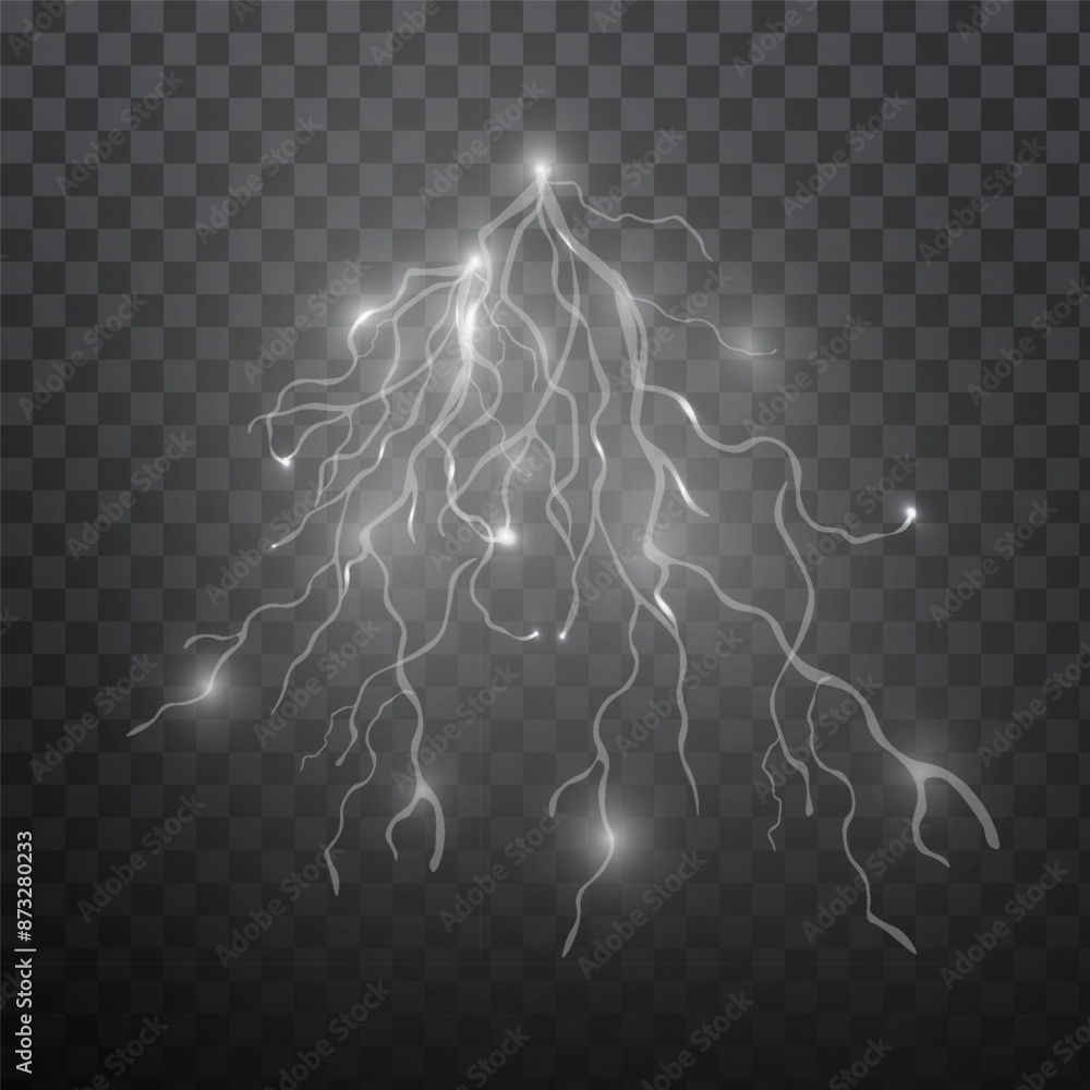 Poster light white isolated vector lightning png. realistic natural lightning effectthunderstorm. strength 