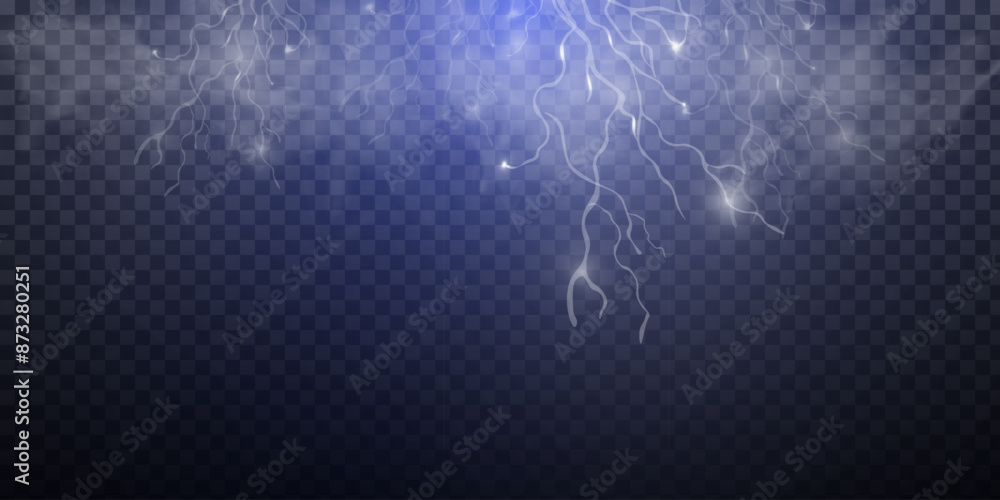 Poster light white isolated vector lightning png. realistic natural lightning effectthunderstorm. strength 
