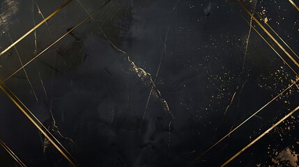 Minimalistic black background with thin gold borders, luxurious and elegant, ultra HD high quality