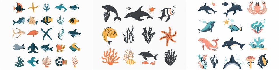 Obraz premium Marine Animal Infographic icons on white