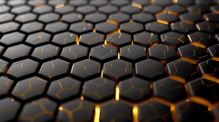 Minimalistic black background with gold honeycomb patterns, vibrant colors, ultra HD high quality