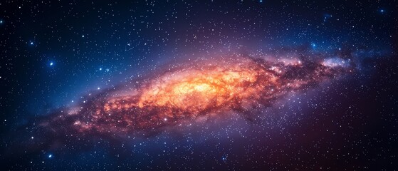 Obraz premium Stunning view of a bright, colorful galaxy in deep space, showcasing the beauty and vastness of the universe and celestial wonders.