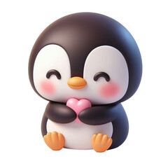 3d penguin making cute shy smile