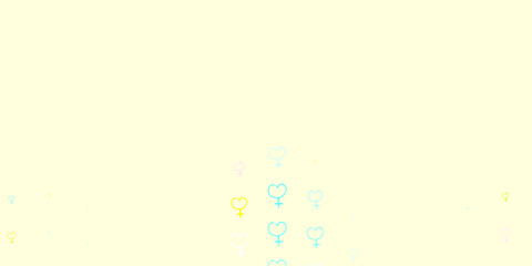 Light Multicolor vector pattern with feminism elements.