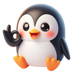 3d penguin showing OK gesture on isolated background