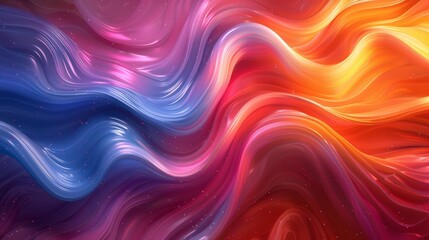 Fototapeta premium Abstract fluid art with vibrant colors and smooth flow, creating a mesmerizing blend of purple, pink, red, orange, and blue hues.