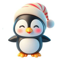 3d penguin making cute shy smile