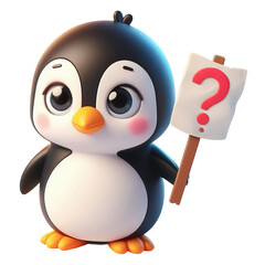 White paper with a question mark in a penguin's hand