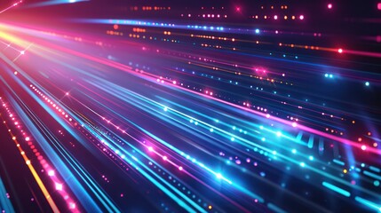 Fototapeta premium Vibrant, colorful light streaks dominate the dark background beautifully