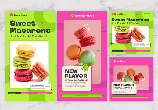 Pink And Green Macaron Social Media Story