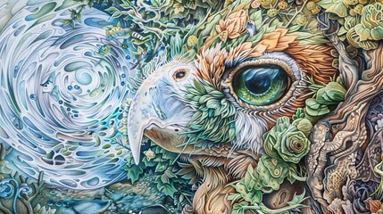 Detailed depictions of environmental stewardship and conservation efforts, featuring recycling, renewable energy, and wildlife preservation, Colored Pencil, Pentax 645Z, outdoor sunny warm light,