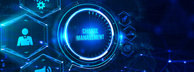 CHANGE MANAGEMENT, business concept. Business, Technology, Internet and network concept. 3d illustration