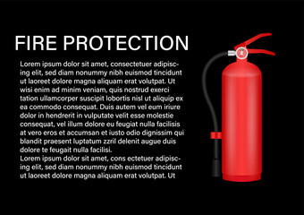 Obraz premium Fire Extinguisher on Black Background. Vector Illustration. 