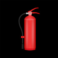 Fire Extinguisher on Black Background. Vector Illustration. 