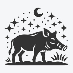 Majestic Boar Silhouette, Nature's Wild Beauty in Shadow