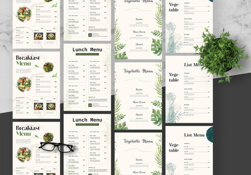 Green And Cream Natural Restaurant Menu