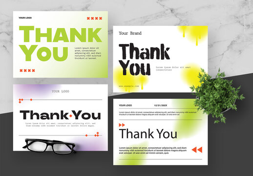 Green And Yellow Thank You Card