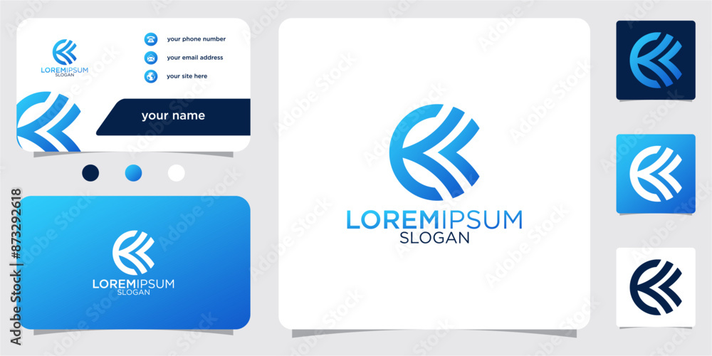 Fototapete collection of initials letter k abstract monogram with gradient colors logo design business card tem