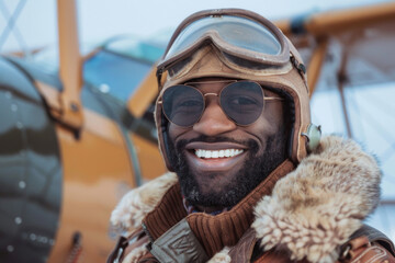 Fototapeta premium african handsome man smiling, aviator