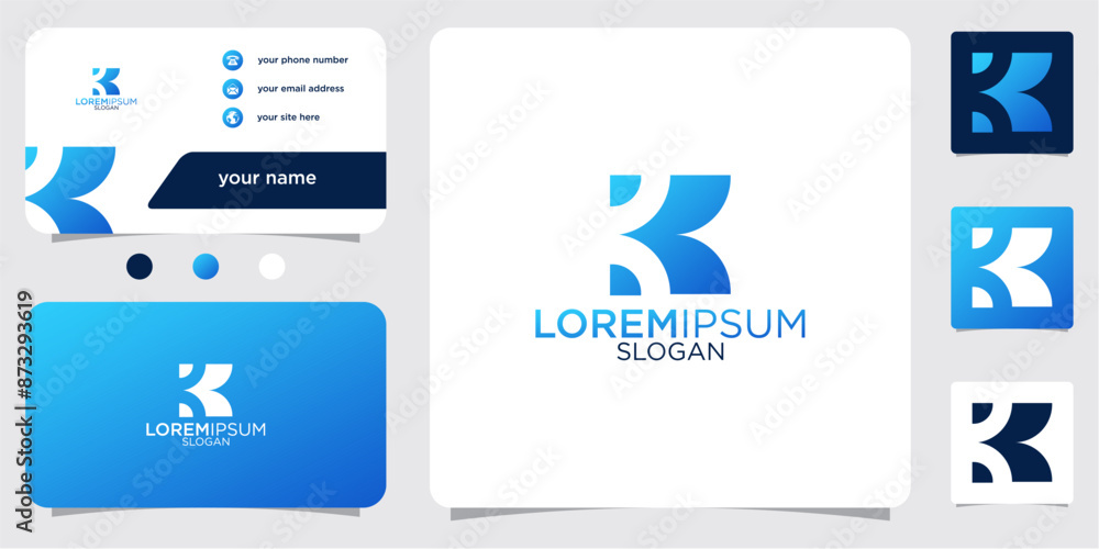 Fototapete collection of initials letter k abstract monogram with gradient colors logo design business card tem