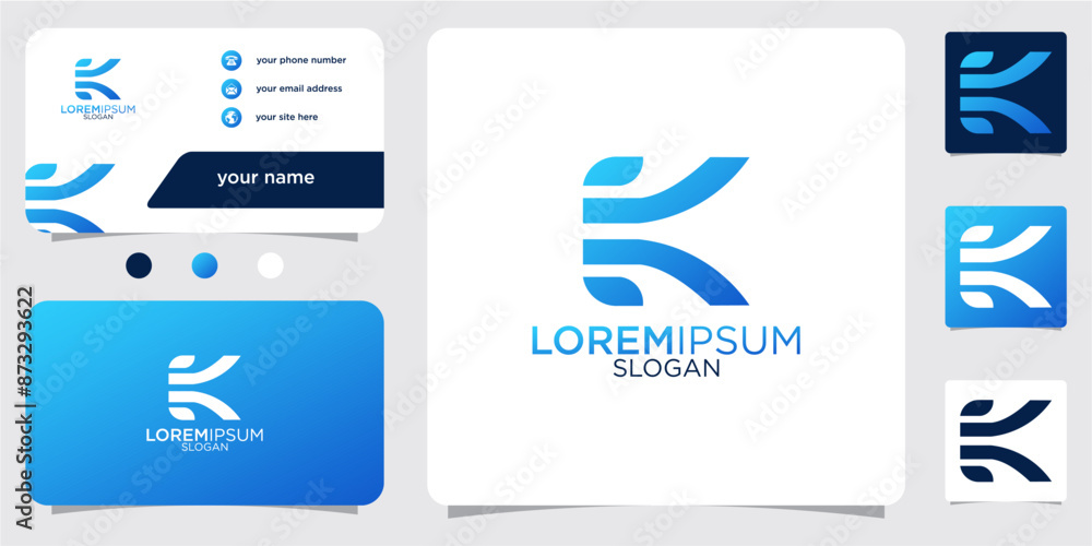 Fototapete collection of initials letter k abstract monogram with gradient colors logo design business card tem