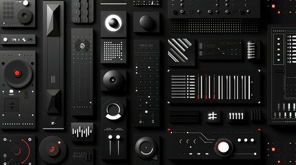 Fototapeta premium Clean and modern linear patterns in monochrome for tech gadgets and digital interfaces. , Minimalism,