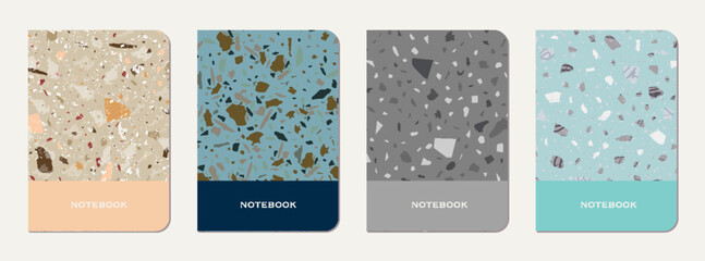 School notebook cover design. Terrazzo abstract