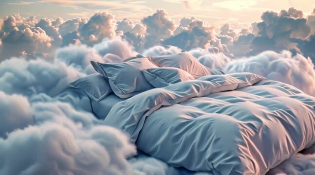 morning time the bed over clouds