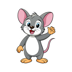 Cute mouse cartoon waving hand vector