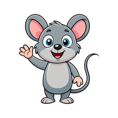 Cute mouse cartoon waving hand vector