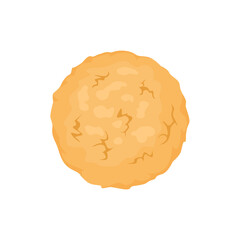 Oatmeal cookie isolated on white. Vector cartoon flat illustration of healthy dessert. Food icon
