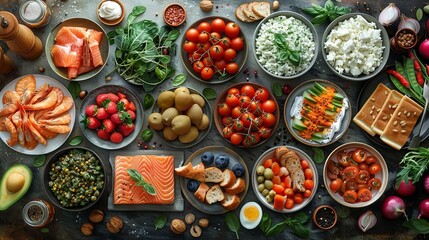 Tempting food patterns with realistic depictions of delicious meals and savory treats. , Minimalism,