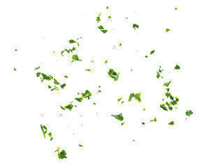 Fresh green chopped parsley leaves, top view, Pile of a Sliced Parsley Leaves, grunge graphic...