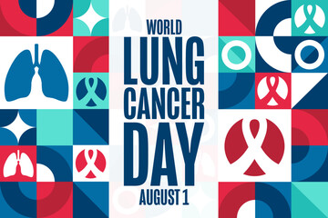 World Lung Cancer Day. August 1. Holiday concept. Template for background, banner, card, poster with text inscription. Vector EPS10 illustration.