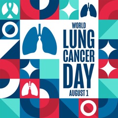 World Lung Cancer Day. August 1. Holiday concept. Template for background, banner, card, poster with text inscription. Vector EPS10 illustration.