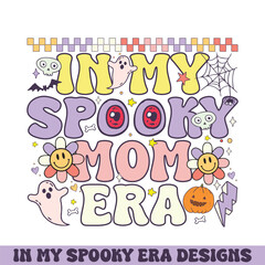 In my spooky mom era retro groovy Happy Halloween designs