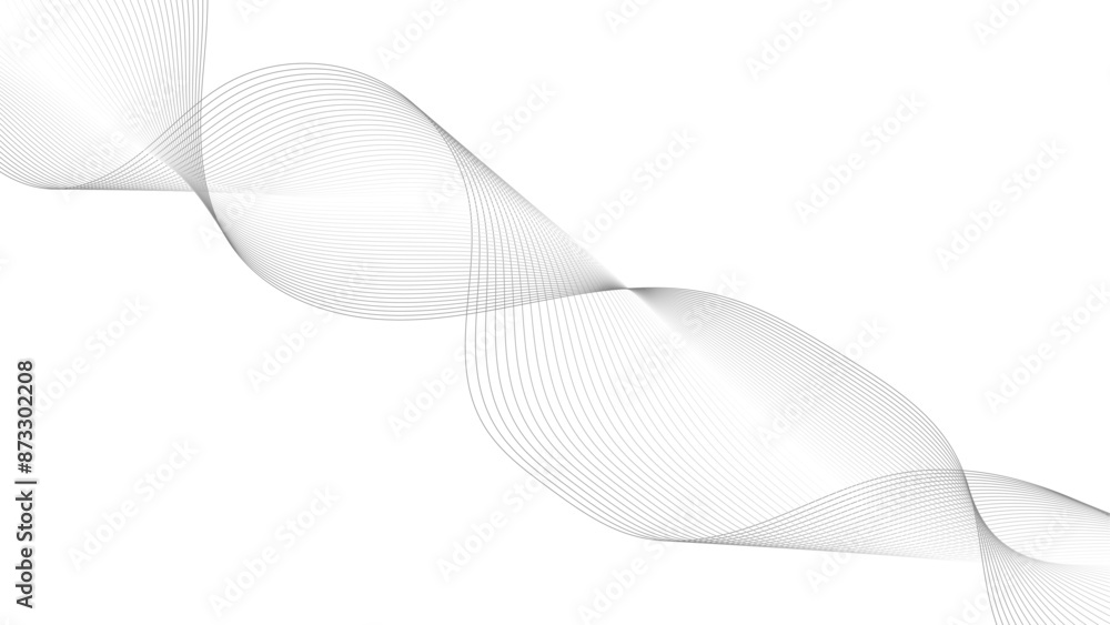 Fototapete Abstract wavy lines on transparent background with grey smooth element swoosh speed wave modern stream background. Vector illustration.