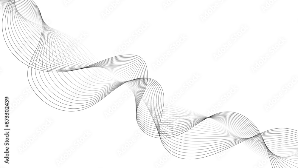 Fototapete abstract wavy lines on transparent background with grey smooth element swoosh speed wave modern stre