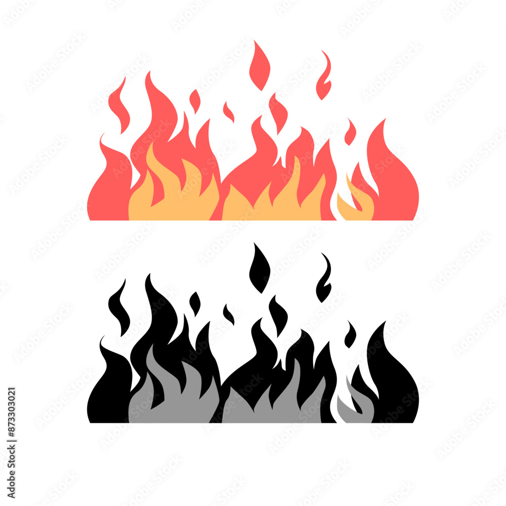 Poster an image of a burning fire. design element, flame of fire. isolated fire on a light background. flam