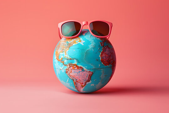 earth globe with sunglasses vacation concept  - Powered by Adobe