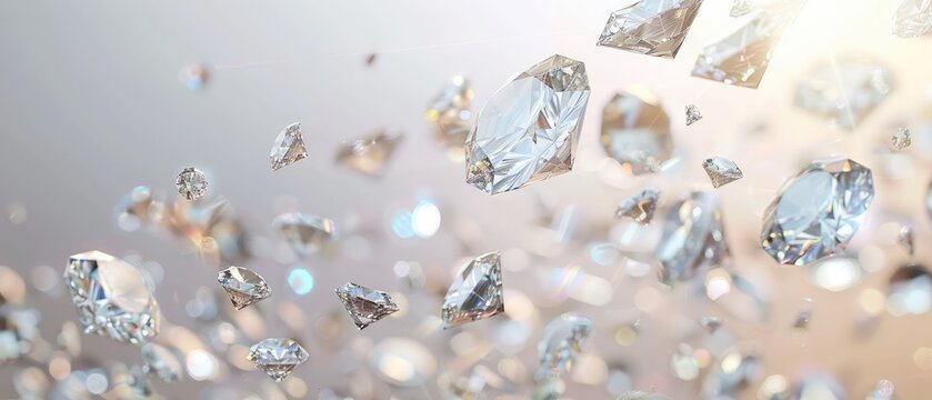 Abstract background flying diamonds on light background design art work banner advertising template