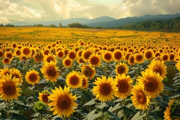 Obraz premium fresh Sunflower field wallpaper background