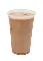 Realistic plastic cup on white background. Isolated Mock up, Juice with a Plastic Cup