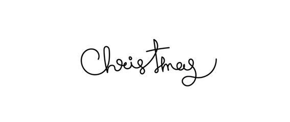  handwritten merry christmas inscription. Hand drawn lettering. One line drawing of phrase. 