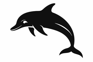 Dolphin vector illustration, dolphin jumping isolated on white, Dolphin silhouette, Dolphin vector art