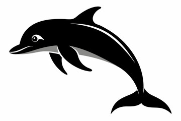 Obraz premium Dolphin vector illustration, dolphin jumping isolated on white, Dolphin silhouette, Dolphin vector art