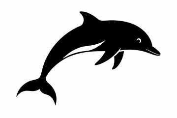 Dolphin vector illustration, dolphin jumping isolated on white, Dolphin silhouette, Dolphin vector art