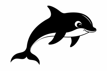 Dolphin vector illustration, dolphin jumping isolated on white, Dolphin silhouette, Dolphin vector art