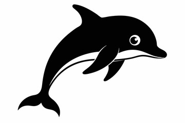 Dolphin vector illustration, dolphin jumping isolated on white, Dolphin silhouette, Dolphin vector art