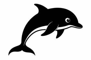 Dolphin vector illustration, dolphin jumping isolated on white, Dolphin silhouette, Dolphin vector art